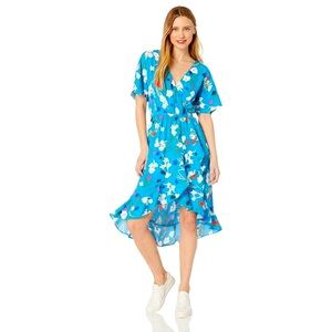 J. Crew Factory | High-Low Faux-Wrap Dress, Floral Print - EUC